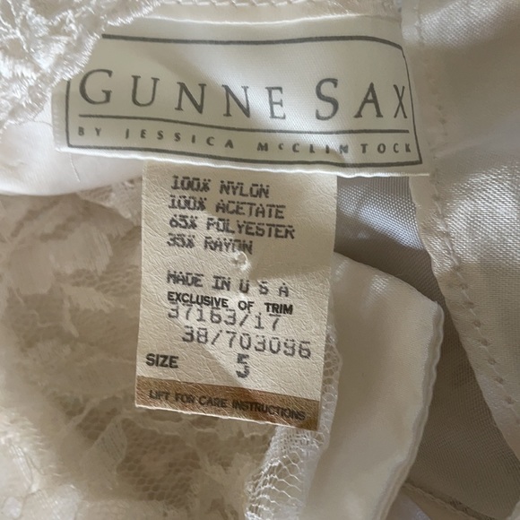Gunne Sax 80s Puff Sleeve Lace Tulle Wedding Dress Basque Waist Princess Sequin - Picture 8 of 9